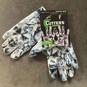 Cutters Game Day Elite Football Gloves Adult L/XL White Diamond SuperStickyGrip
